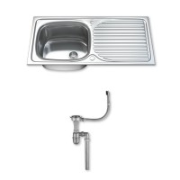 Dihl 1.0 Single Bowl Stainless Steel Kitchen Sink with Drainer & W...