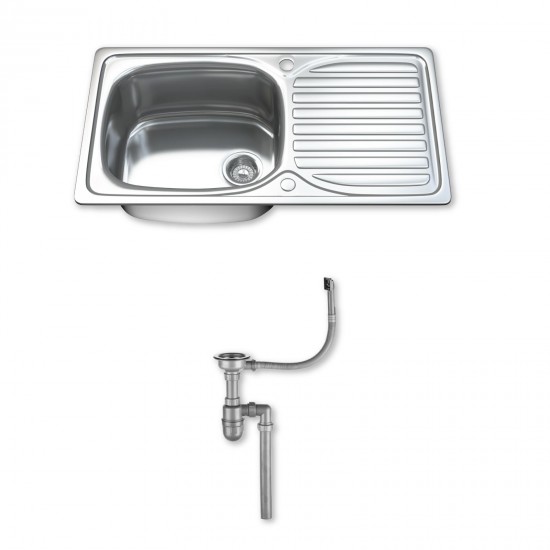 Dihl 1.0 Single Bowl Stainless Steel Kitchen Sink with Drainer & Waste 1004