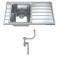 Dihl Ultra Modern 1.0 Bowl Stainless Steel Kitchen Sink, Drainer &...