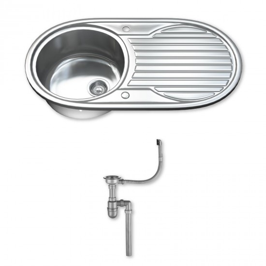 Dihl 1.0 Single Bowl Stainless Steel Kitchen Sink with Drainer & Waste 1061