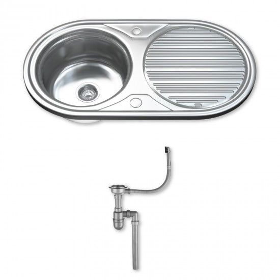 Dihl 1.0 Single Bowl Stainless Steel Kitchen Sink with Drainer & Waste 1062