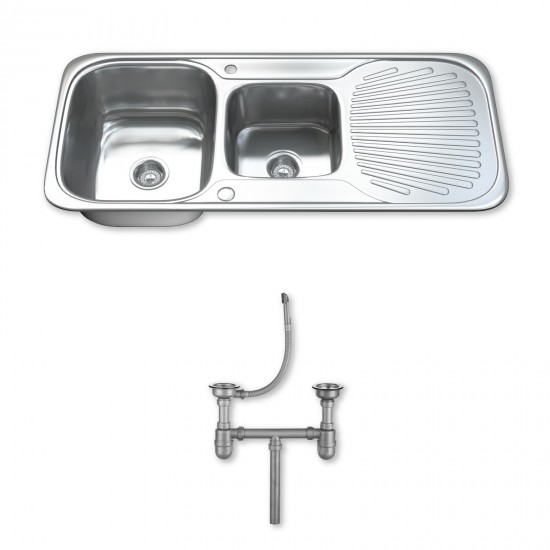 Dihl 1.5 One & Half Bowl Stainless Steel Kitchen Sink with Drainer & Waste 1503