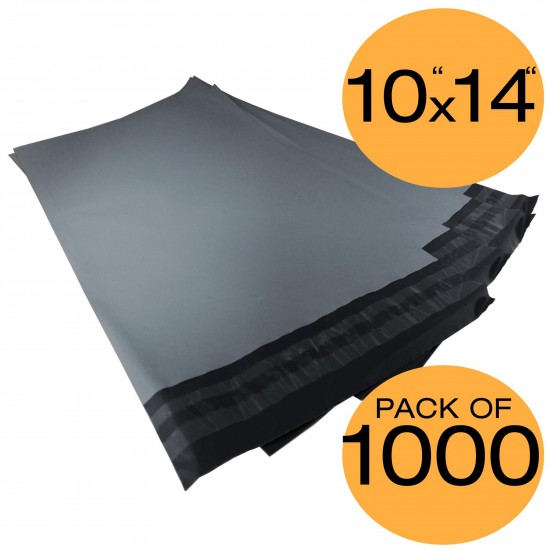 1000 Grey Mailing Bags 10x14 50% Recycled Plastic Material Self Seal Strong Postal Poly