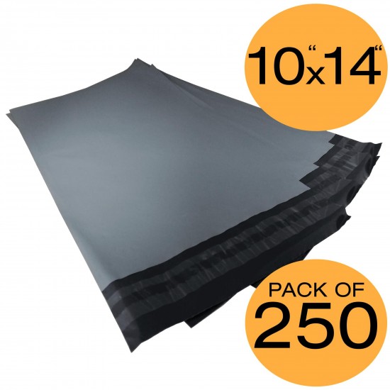 250 Grey Mailing Bags 10x14 50% Recycled Plastic Material Self Seal Strong Postal Poly