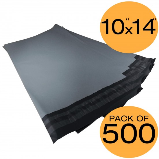 500 Grey Mailing Bags 10x14 50% Recycled Plastic Material Self Seal Strong Postal Poly