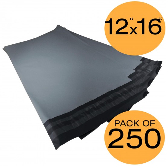 250 Grey Mailing Bags 12x16 50% Recycled Plastic Material Self Seal Strong Postal Poly