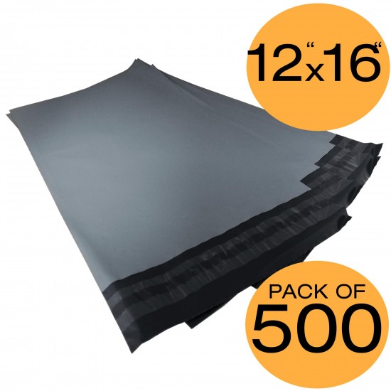 500 Grey Mailing Bags 12x16 50% Recycled Plastic Material Self Seal Strong Postal Poly