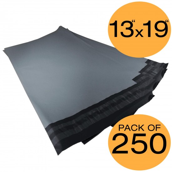 250 Grey Mailing Bags 13x19 50% Recycled Plastic Material Self Seal Strong Postal Poly