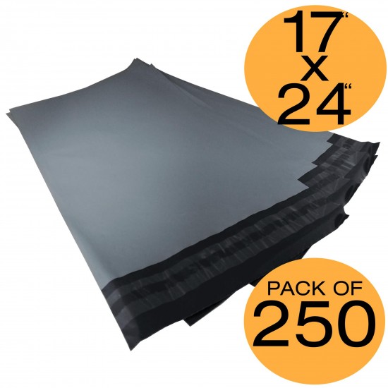 250 Grey Mailing Bags 17x24 50% Recycled Plastic Material Self Seal Strong Postal Poly