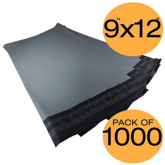 1000 Grey Mailing Bags 9x12 50% Recycled Plastic Material Self Seal Strong Postal Poly