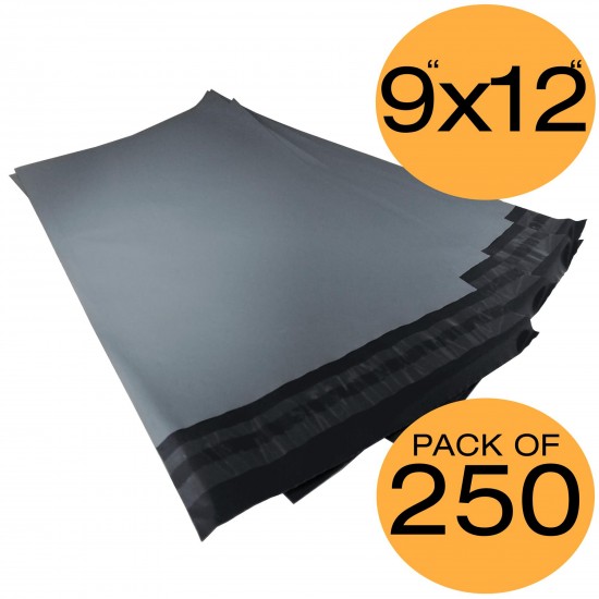 250 Grey Mailing Bags 9x12 50% Recycled Plastic Material Self Seal Strong Postal Poly