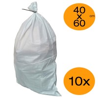 Rubble Sacks Sand Bags Multi-purpose Pack of 10x 40cm x 60cm White Wov...