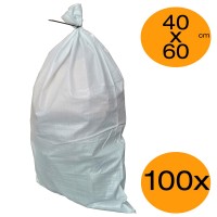 Rubble Sacks Polypropelene Pack of 100x 40cm x 60cm White Woven PP Bui...