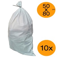 Rubble Sacks Pack of 10x 50cm x 80cm Sand Bags Multipurpose White Wove...