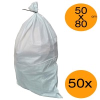 Rubble Sacks Pack of 50x 50cm x 80cm White Woven PP Builders Bags Sand...