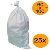Rubble Sacks Pack of 25x 60cm x 100cm White Woven PP Builders Bags San...