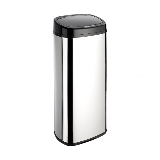 Dihl 68L Onyx Chrome with Black Lid Stainless Steel Auto Touchless Hands-free Sensor Kitchen Waste Dust Bin Automatic Motor