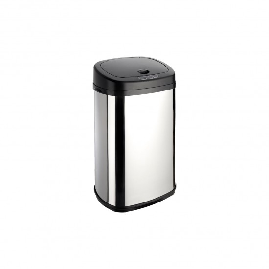 Dihl 30L Onyx Chrome with Black Lid Stainless Steel Auto Touchless Hands-free Sensor Kitchen Waste Dust Bin Automatic Motor