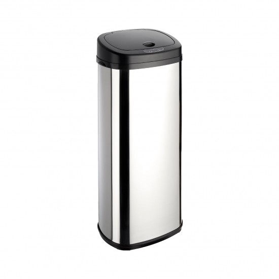 Dihl 50L Onyx Chrome with Black Lid Stainless Steel Auto Touchless Hands-free Sensor Kitchen Waste Dust Bin Automatic Motor