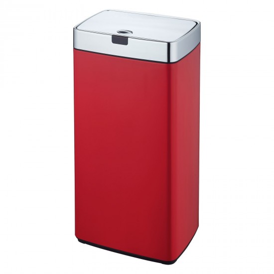 Dihl 45L Iris Red With Chrome Lid Rectangle Stainless Steel Auto Touchless Hands-free Sensor Kitchen Waste Dust Bin Automatic Motor