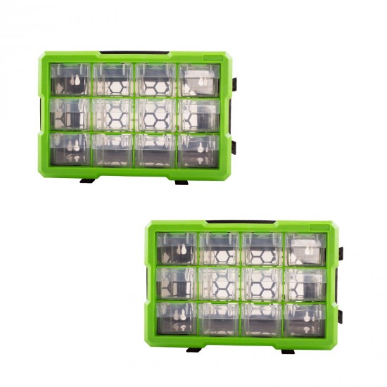 Dihl 2 x 12 Compartment Interlocking Drawer Parts Storage Organiser Carry Case Cabinet Home Workshop