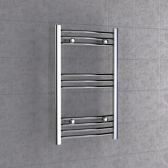 Curved Chrome Towel Radiator 800mm x 500mm Heated Bathroom Rail