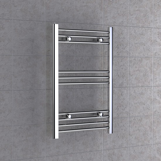 Flat Chrome Towel Radiator 800mm x 500mm Heated Bathroom Rail