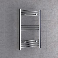 Flat Chrome Towel Radiator 800mm x 600mm Heated Bathroom Rail