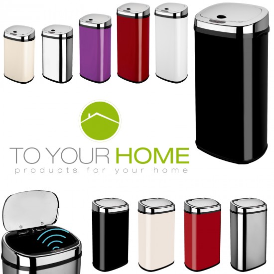 Dihl Origin Black White Red Cream Chrome Rectangle Kitchen Automatic Sensor Bin
