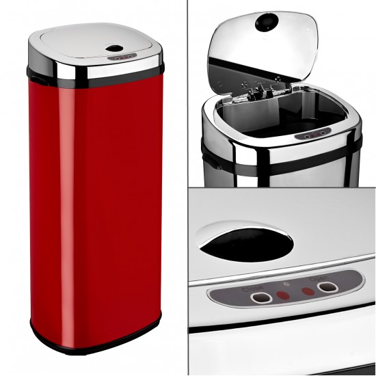 Dihl 30L 42L 50L Rectangle Red Sensor Kitchen Waste Dust Bin Automatic