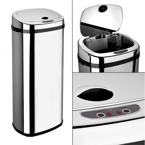 Dihl 30L 42L 50L Rectangle Chrome Sensor Kitchen Waste Dust Bin Automatic