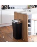 Dihl - UK MADE - 50L Black Bin with Chrome Sensor Lid Kitchen Waste Dust Bin Automatic Motor