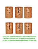 250 Ml Copper Hammered Glass For Healing Ayurvedic Tableware Accessories Set Of 6