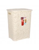 LARGE LAUNDRY BASKET WASHING CLOTHES STORAGE HAMPER RATTAN STYLE PLASTIC BASKET - Colour: Off White