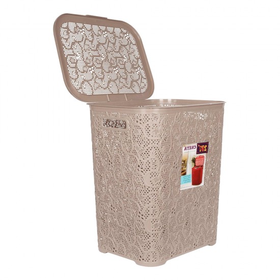 LARGE LAUNDRY BASKET WASHING CLOTHES STORAGE HAMPER RATTAN STYLE PLASTIC BASKET - Colour: Grey