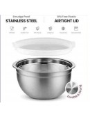  Stainless Steel Nesting Mixing Bowl with Lids - Size: Set of 5 (14,16,18, 22, 26cms) Clear Lid