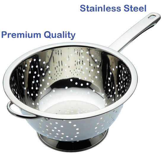 Stainless Steel DEEP Colander With Handle Pasta Strainer - Size: 20 cm With Handle