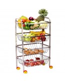 4 Tier Fully Assembled Vegetable Rack Trolley Kitchen Storage Cart Wheel