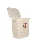 LARGE LAUNDRY BASKET WASHING CLOTHES STORAGE HAMPER RATTAN STYLE PLASTIC BASKET - Colour: Off White