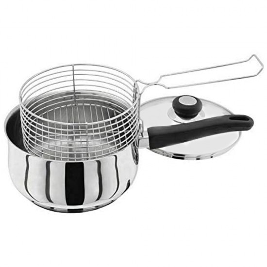 Stainless Steel INDUCTION Deep Chip Pan Fryer ROBUST Stainless Steel Basket 20cm