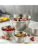  Stainless Steel Nesting Mixing Bowl with Lids - Size: Set of 5 (14,16,18, 22, 26cms) Clear Lid