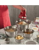  Stainless Steel Nesting Mixing Bowl with Lids - Size: Set of 5 (14,16,18, 22, 26cms) Clear Lid