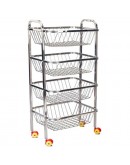4 Tier Fully Assembled Vegetable Rack Trolley Kitchen Storage Cart Wheel