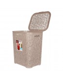 LARGE LAUNDRY BASKET WASHING CLOTHES STORAGE HAMPER RATTAN STYLE PLASTIC BASKET - Colour: Grey