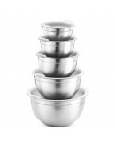  Stainless Steel Nesting Mixing Bowl with Lids - Size: Set of 5 (14,16,18, 22, 26cms) Clear Lid